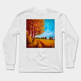 Small farm on the hill - pastel painting Long Sleeve T-Shirt